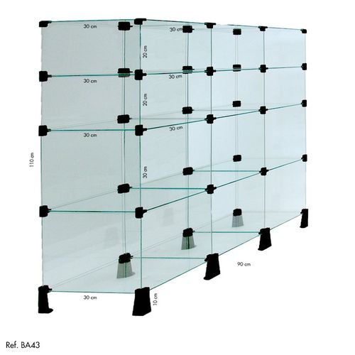 Balcão de Atendimento Modulado em Vidro – 1,10 x 0,90 x 0,30