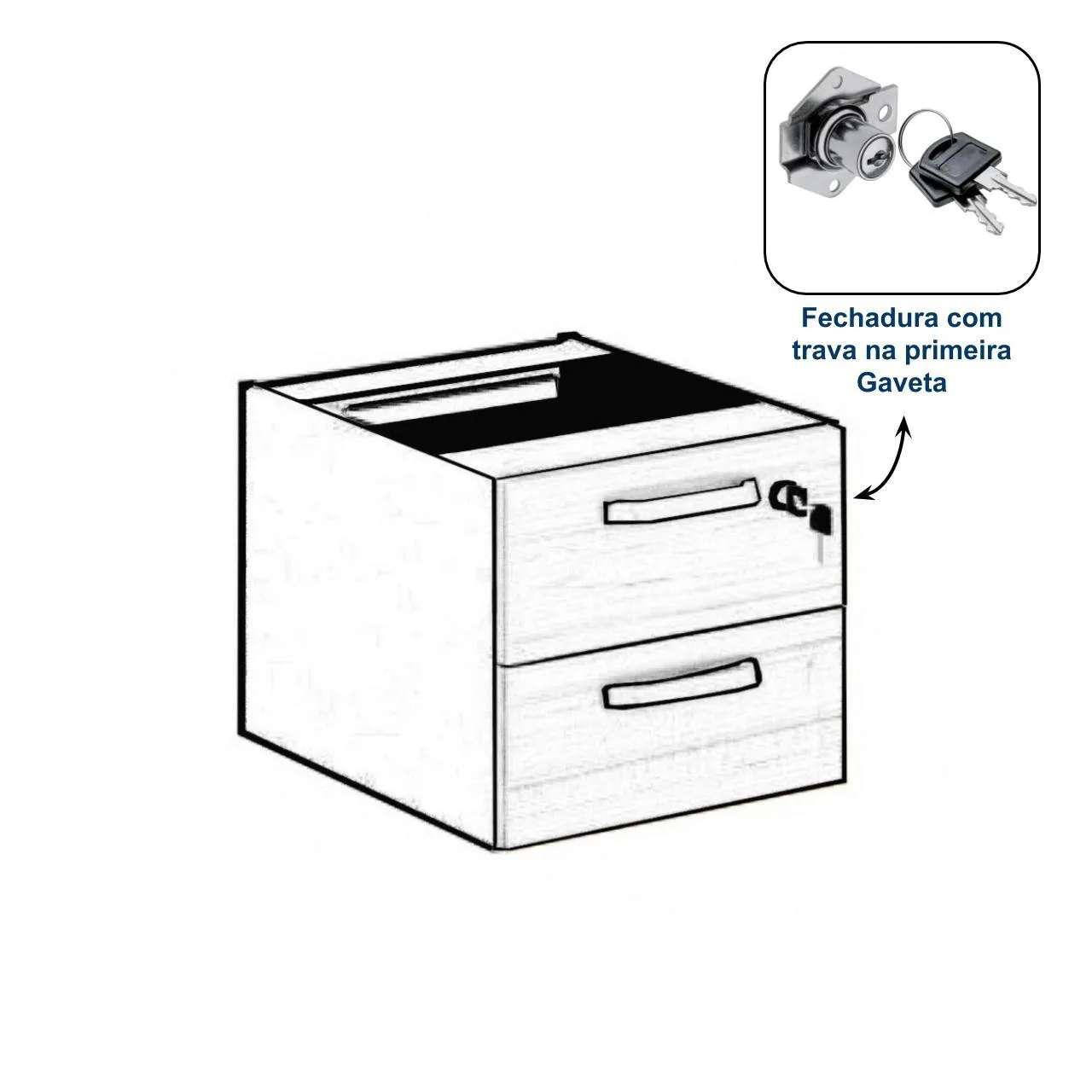 Gaveteiro Suspenso p/ Mesa c/ 02 Gavetas - MALAGA / PRETO COD 534 - Imagem 3