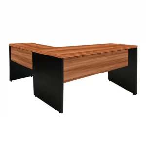 Mesa em L (Mesa 1,50m + Mesa Auxiliar) - S/ Gavetas - MALAGA/PRETO COD 543