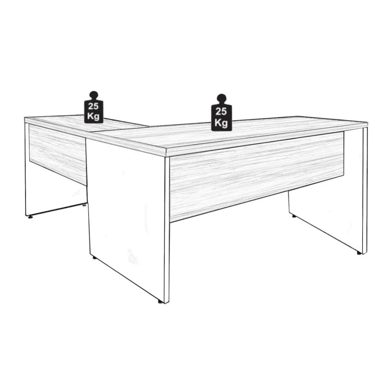 Mesa em L (Mesa 1,50m + Mesa Auxiliar) - S/ Gavetas - MALAGA/PRETO COD 543 - Imagem 4