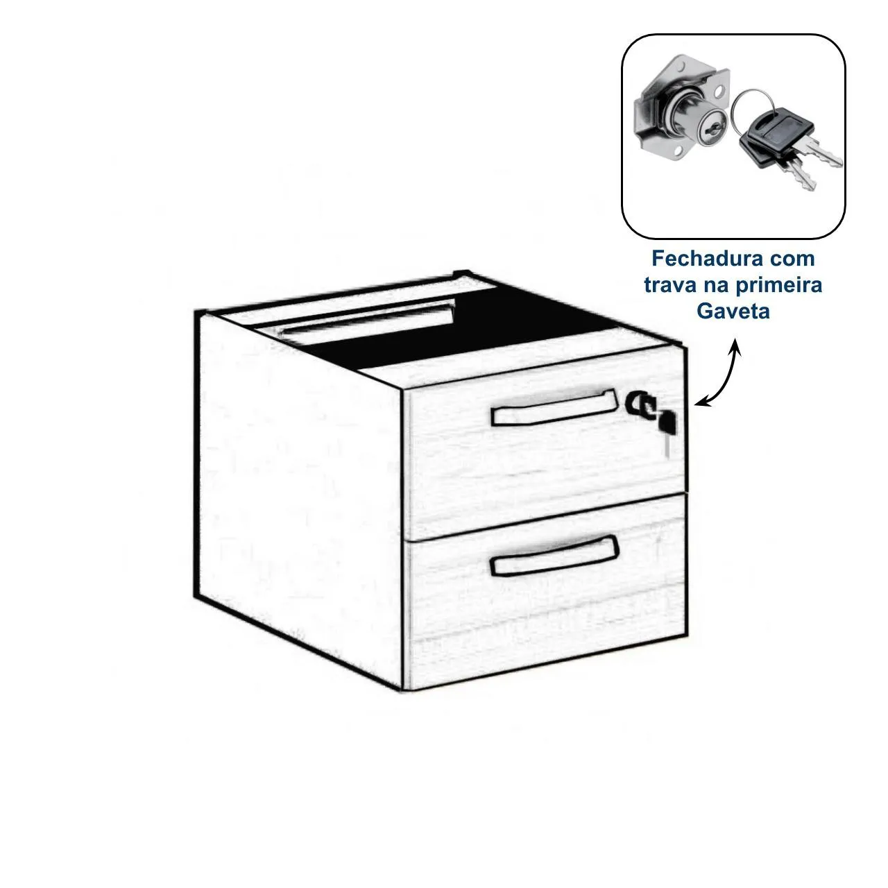 Mesa Escritório 1,70x0,70m -02 Gavetas - MALAGA/PRETO COD 540 - Imagem 4