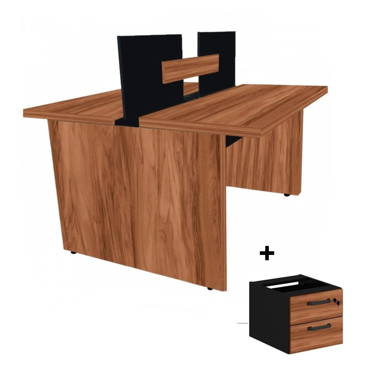 MESA COMPONÍVEL 02 LUGARES, C/ 02 GAVETAS CADA - 1,20X1,20M - MALAGA/PRETO COD 532